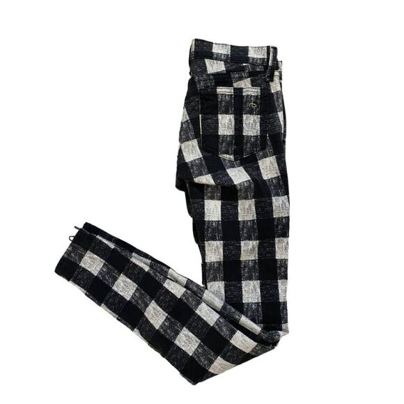 24 Rag & Bone Black and White Checked Skinny Jeans Zippers - Picture 1 of 8
